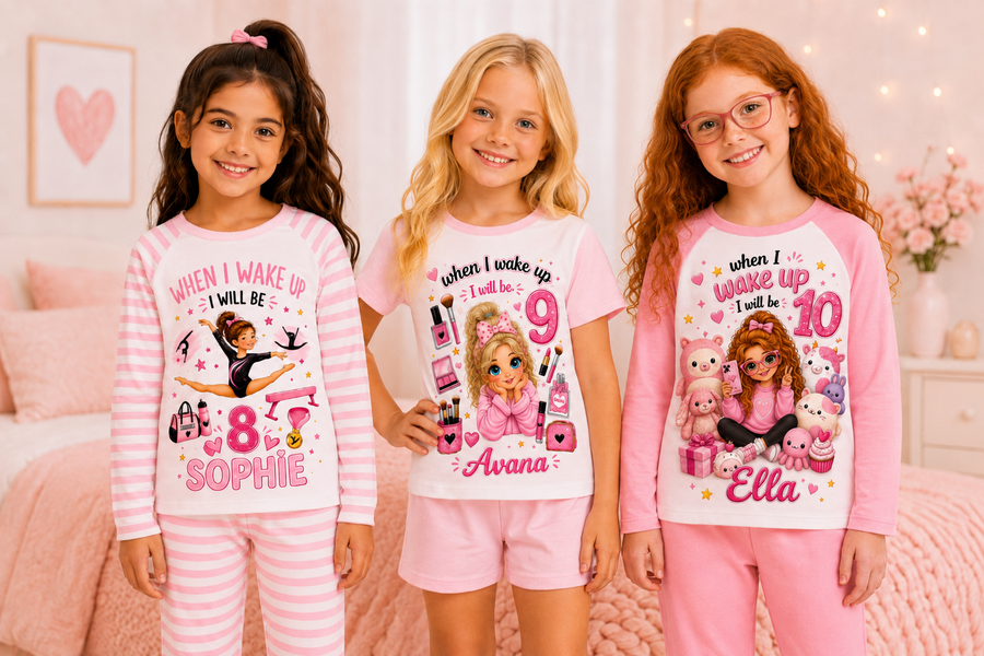Girls Personalised Birthday Pyjamas