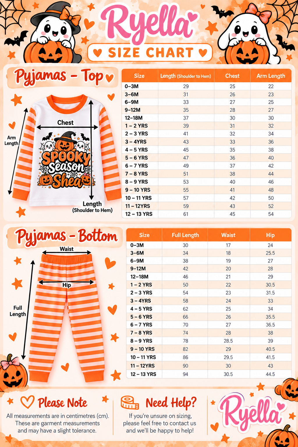 Personalised Spooky Season Orange Stripe Pyjamas