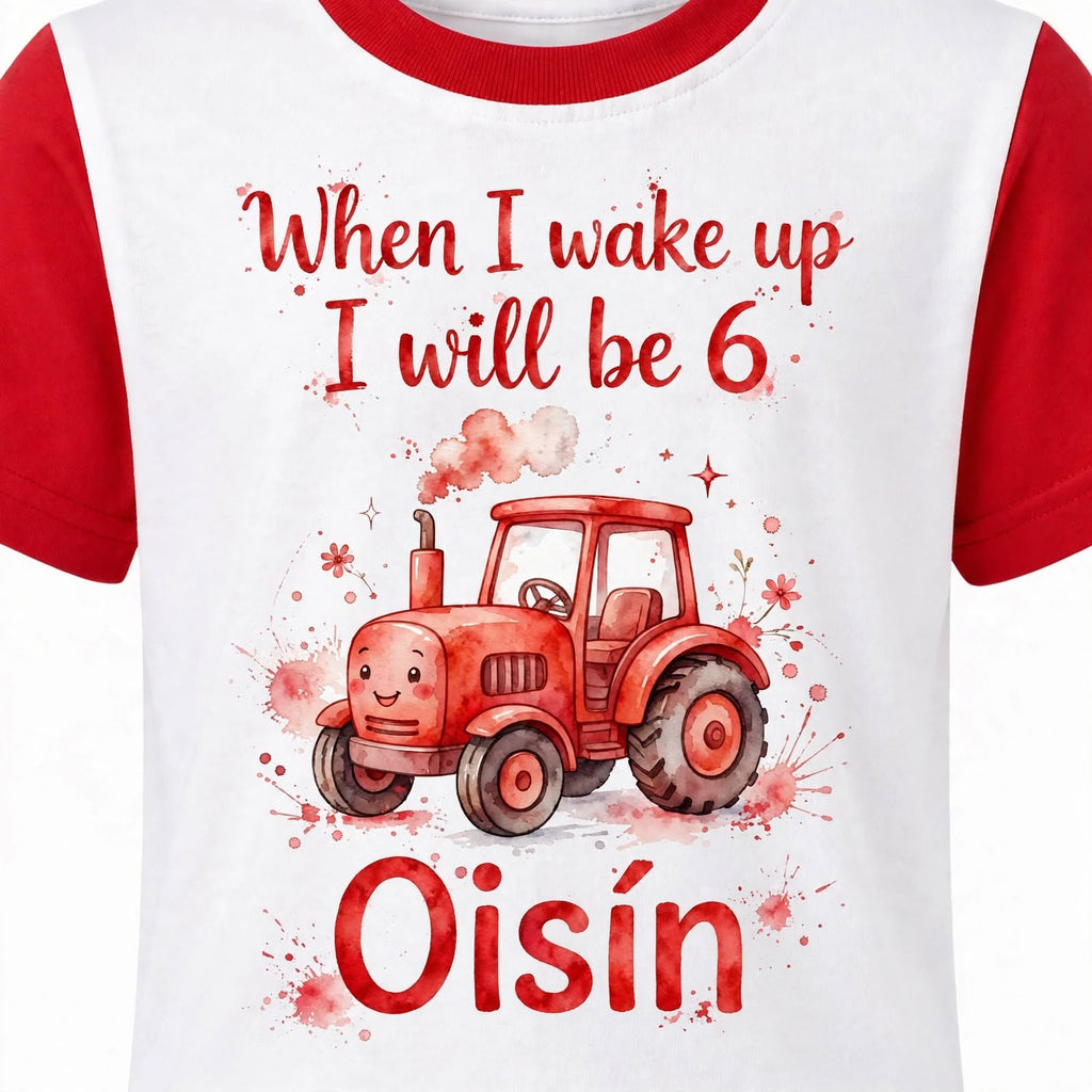 Close up tractor print When I wake up pyjamas detail