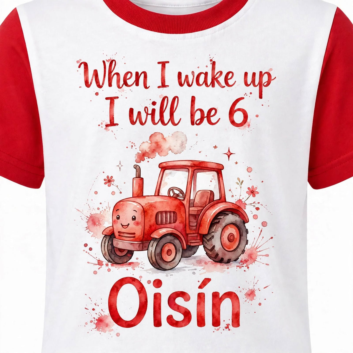Close up tractor print When I wake up pyjamas detail