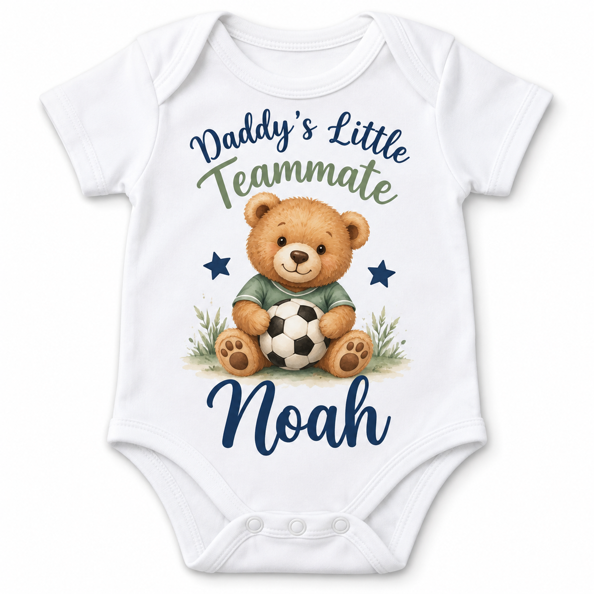 Personalised Daddy’s Little Teammate Baby Vest – Football – personalised example name Noah