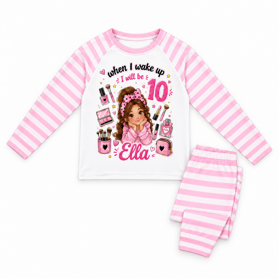Personalised Makeup Birthday Pyjamas – Any Name, Age, Hair & Eye Colour