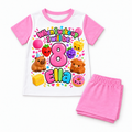 Pink Shorts personalised squishy birthday pyjamas, Ella age 8