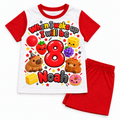 Red Shorts personalised squishy birthday pyjamas, Noah age 8