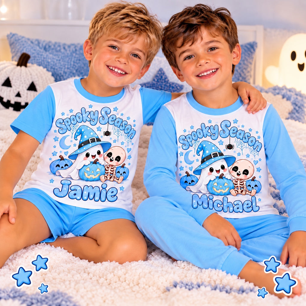 Personalised boys Spooky Season pyjamas with Jamie and Michael
