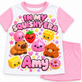 Personalised girls Squishy Era pink shorts pyjamas – Amy example name